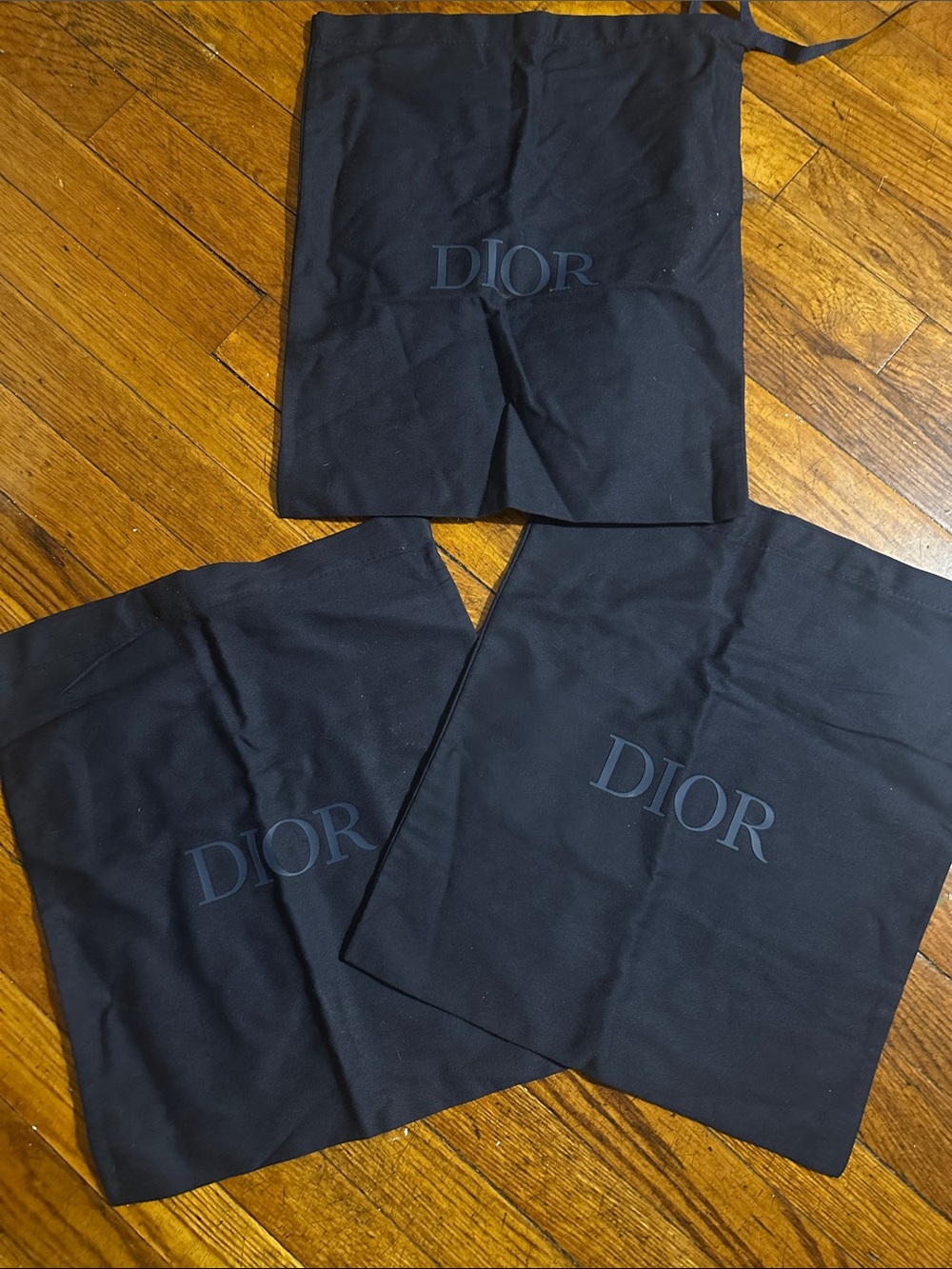 Dior Navy Blue Logo Drawstring Dust Bags - Set of Three